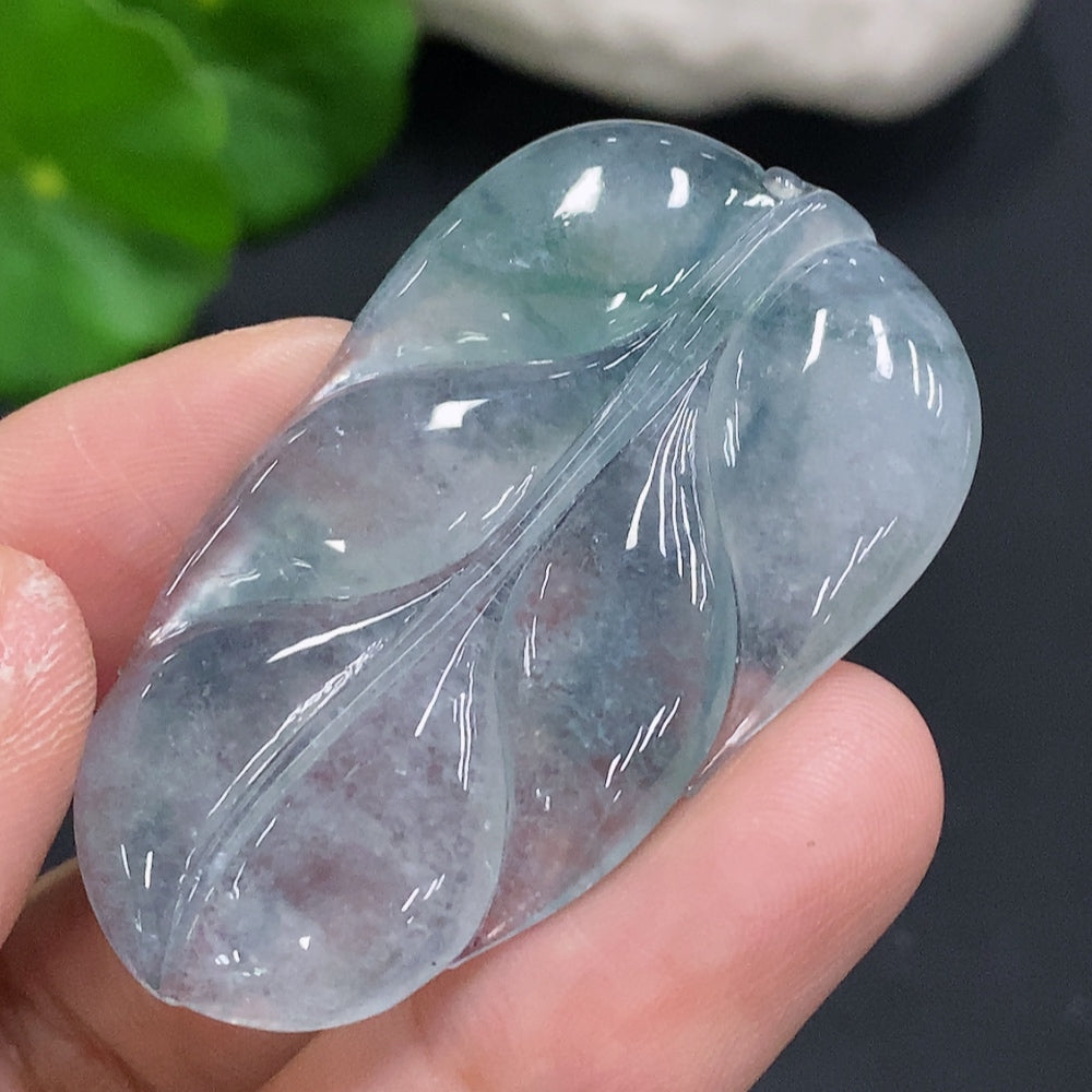 Jadeite Leaf Inlaid Piece, Total Weight Approx. 11.2g