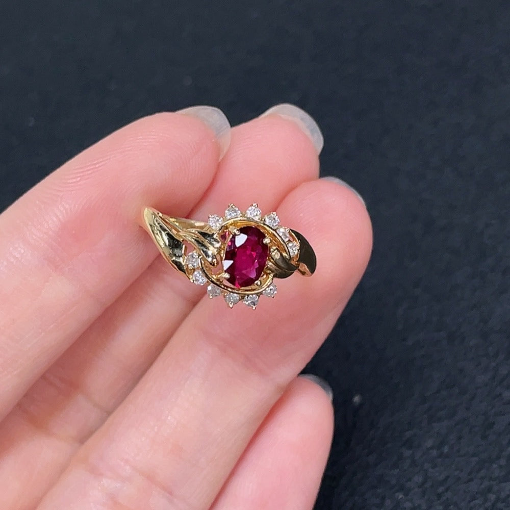 Ruby Ring with Diamond Accents, 14k Gold