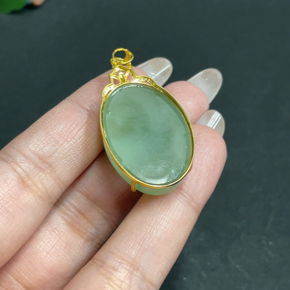 Hetian Jade Inlaid Pendant Cabochon 18k Total Weight Approx. 12g