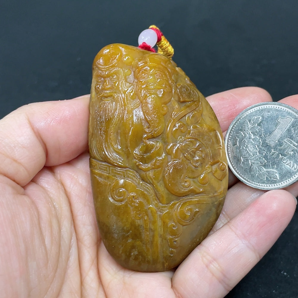 Hetian Jade Pendant - Fortune, Prosperity, Longevity