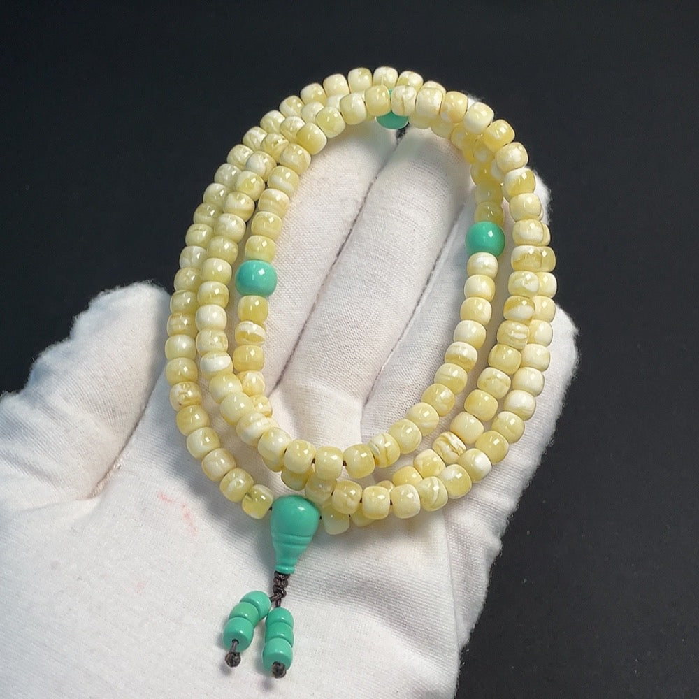 Amber and Beeswax Bead Strand, Approximately 6mm, Total Weight About 20.19g, Non-Natural Accent Stones Considered