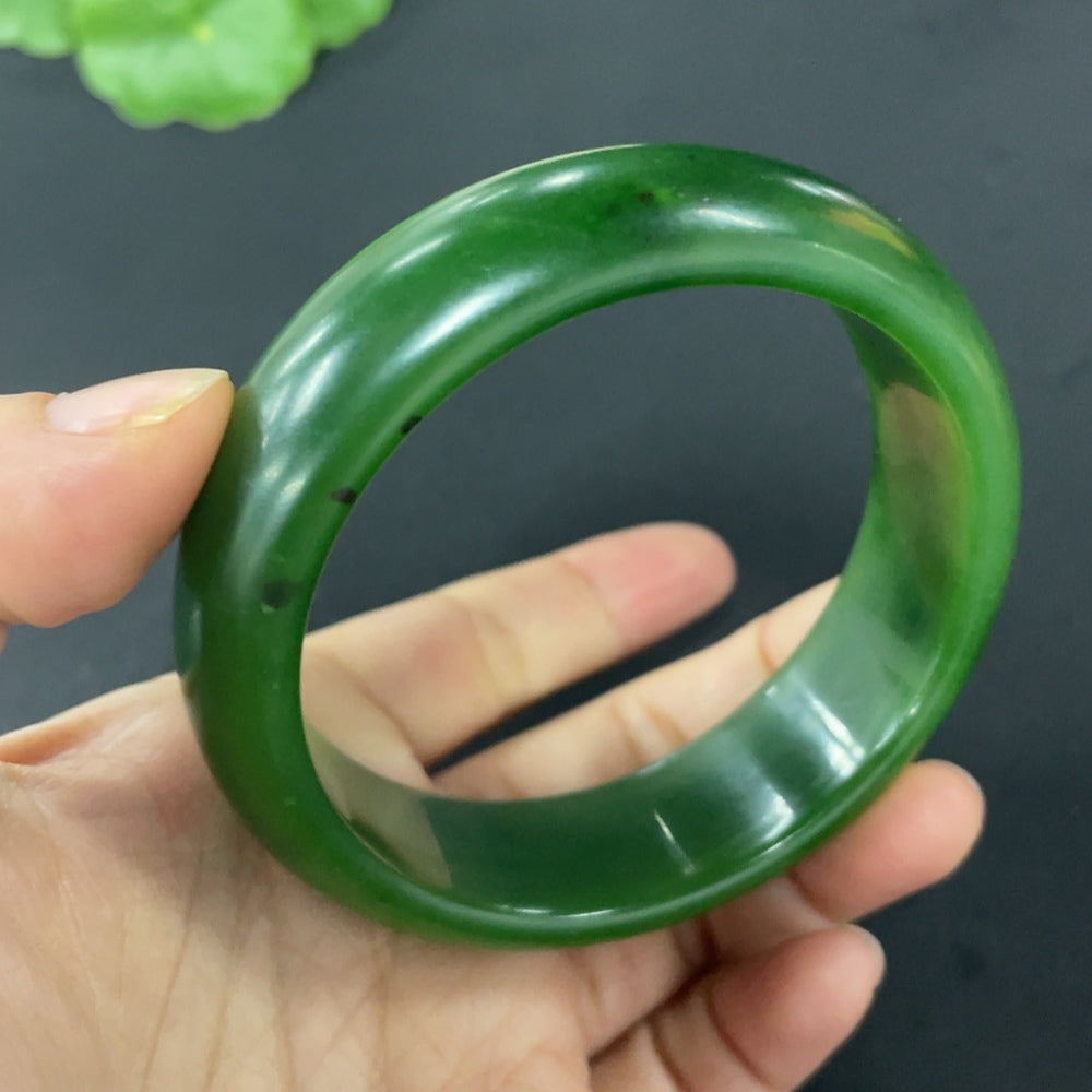 Hetian Jade Jasper round bracelet by HUILIU HQ, featuring smooth jade beads, size 59, total weight approx. 71.4g.