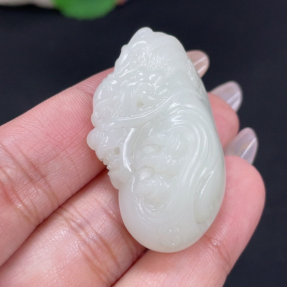Hetian Jade Pendant Auspicious Beast Total Weight Approx. 20.9g