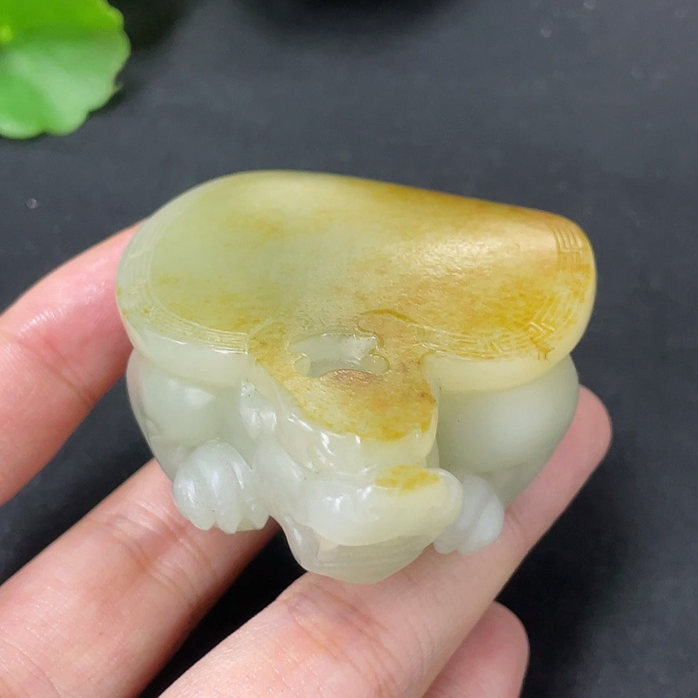 Hetian Jade Handheld Piece, Dragon Turtle, Undetermined Skin Color Origin