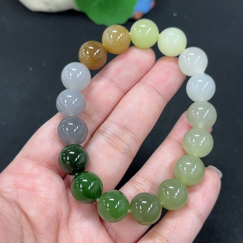 Hetian Jade bracelet from HKHQ, showcasing smooth, polished green jade beads with a secure clasp.