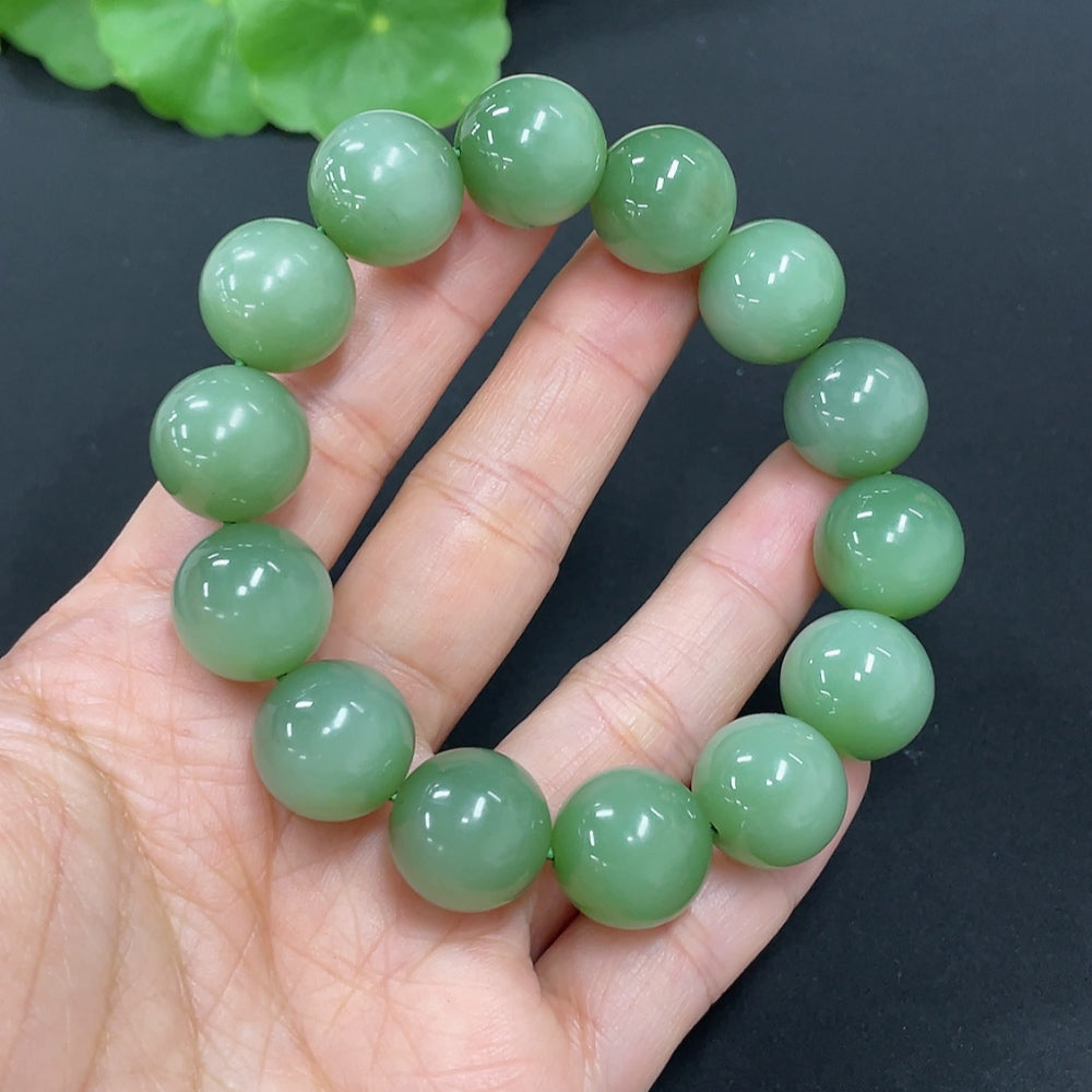 Hetian Jade Jasper Bracelet, . 14mm, . | Huiliu Certified