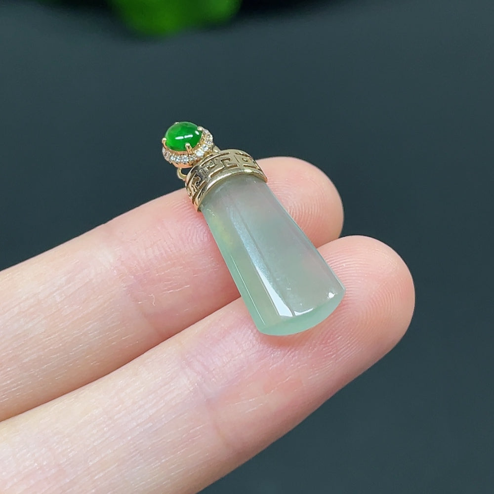 Jadeite Plain Pendant with 18k Diamond Accents
