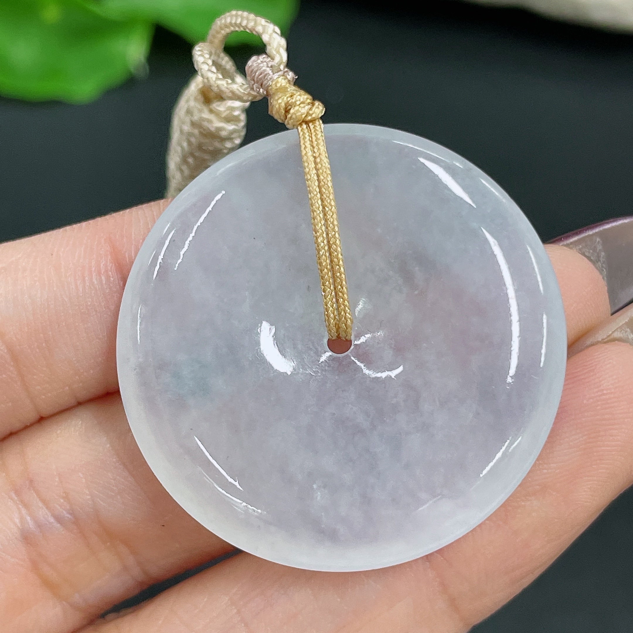 Jadeite Pendant Peace Knot with Cord . | Huiliu Certified