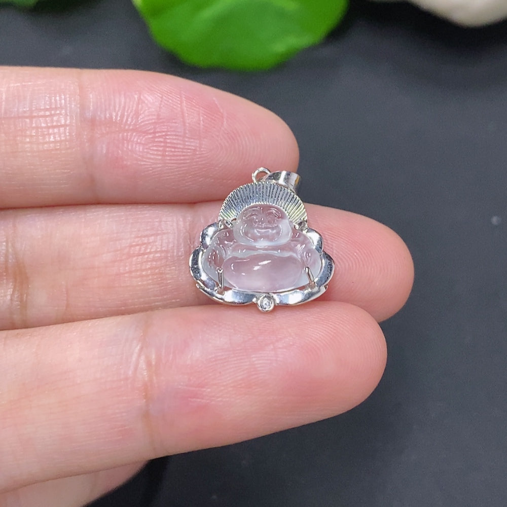 Jadeite Buddha inlaid pendant (18K gold buckle, main body Au61%) (non-diamond)