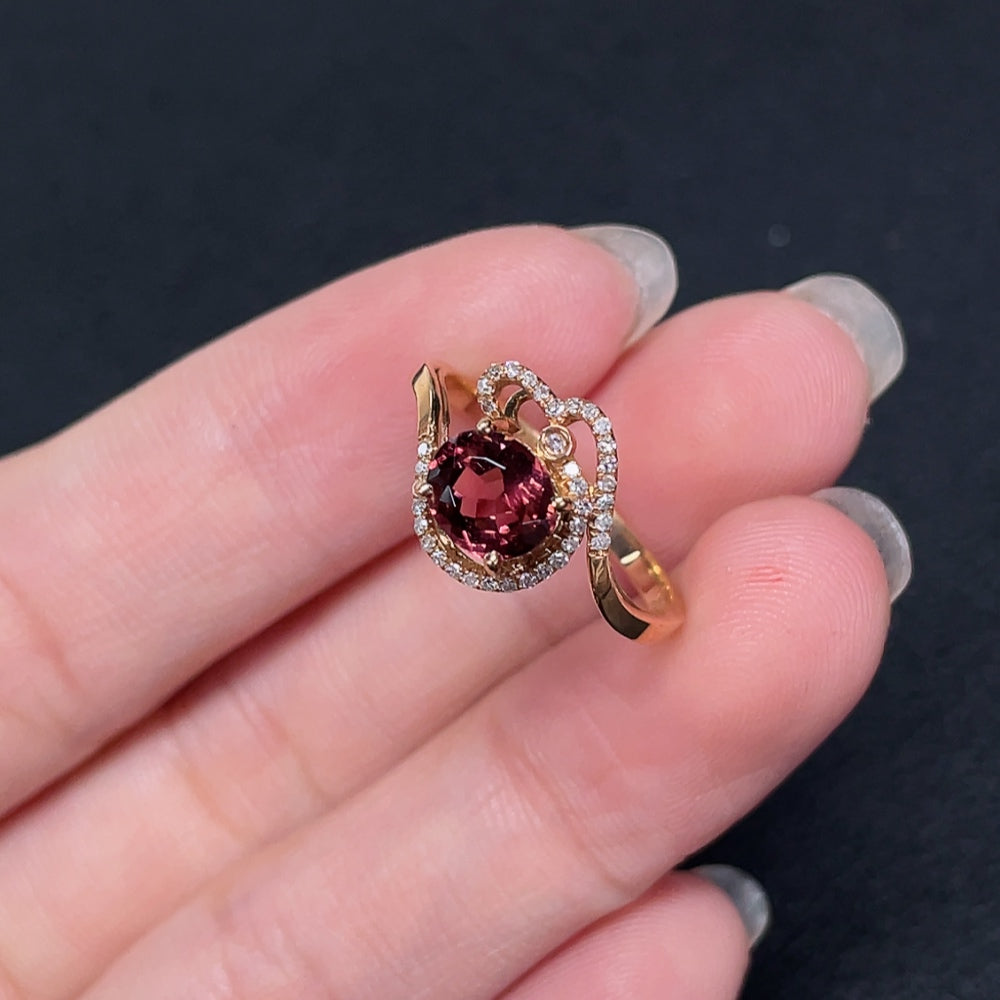 Tourmaline Ring with Diamond Accents, 18K Gold