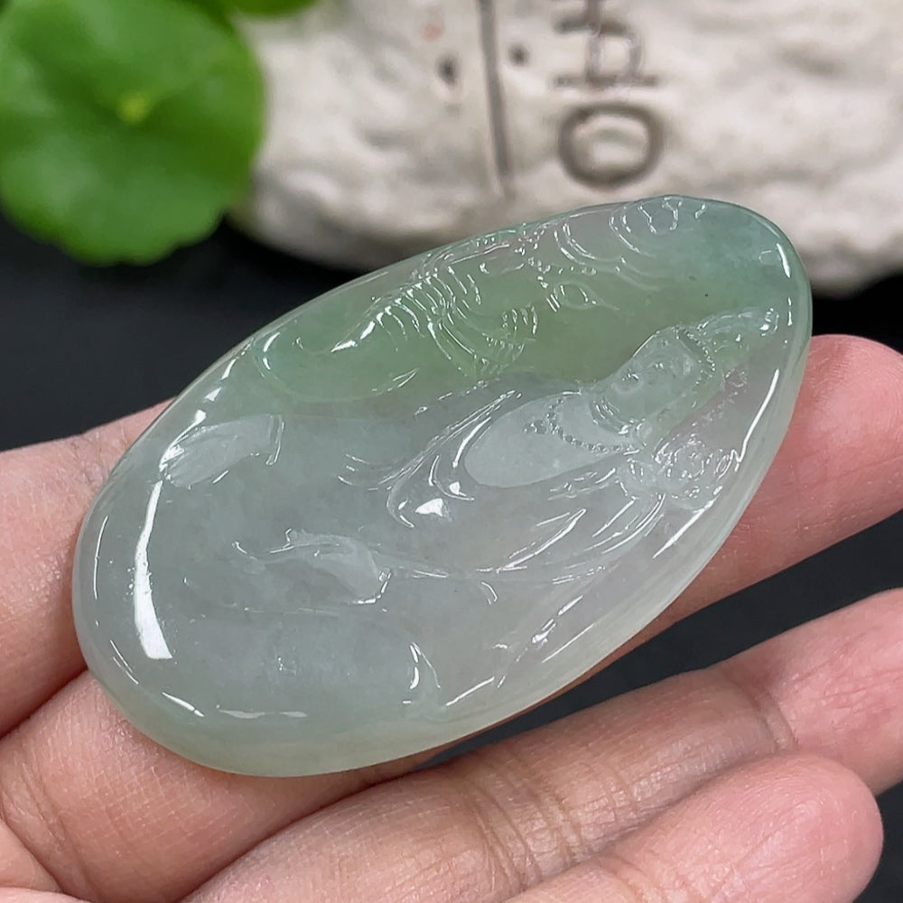 Jadeite Samantabhadra Bodhisattva Pendant, Total Weight Approx. 21.9g