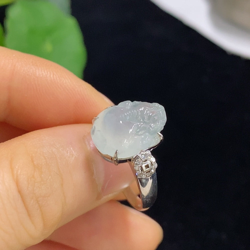 Jadeite Ring 18k Gold Setting No Diamond Total Weight Approx. 4.16g Size 16