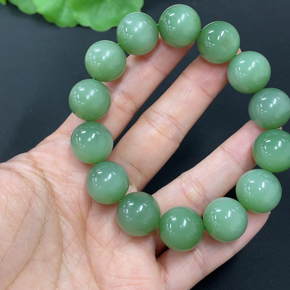 Hetian Jade Jasper Bracelet, . 14mm, . | Huiliu Certified
