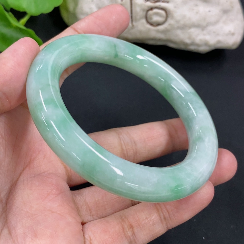 Jadeite Round Bangle, Total Weight Approx. 71g, Size 55.8