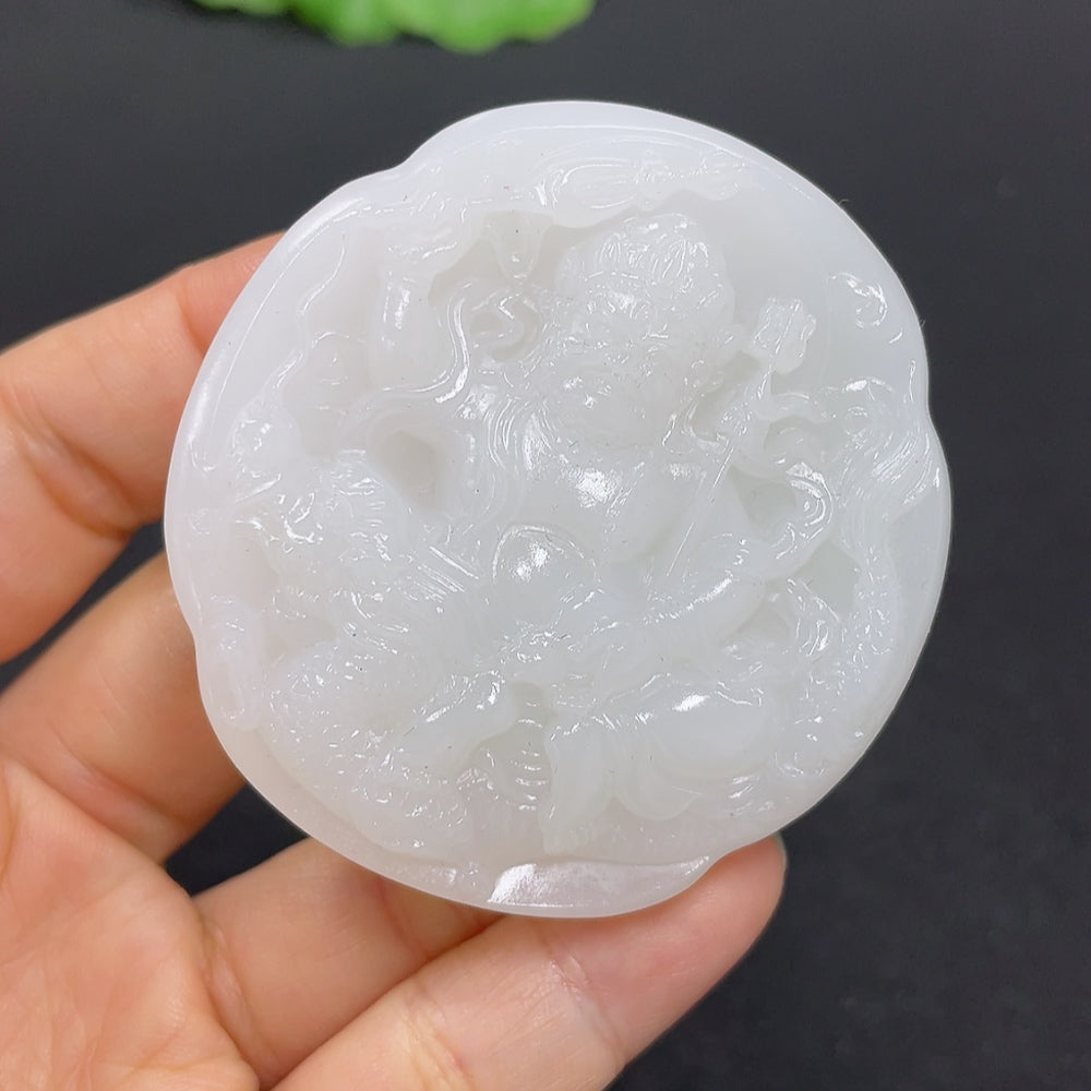 Hetian Jade Pendant - Fudō Myōō, Total Weight Approx. 64g