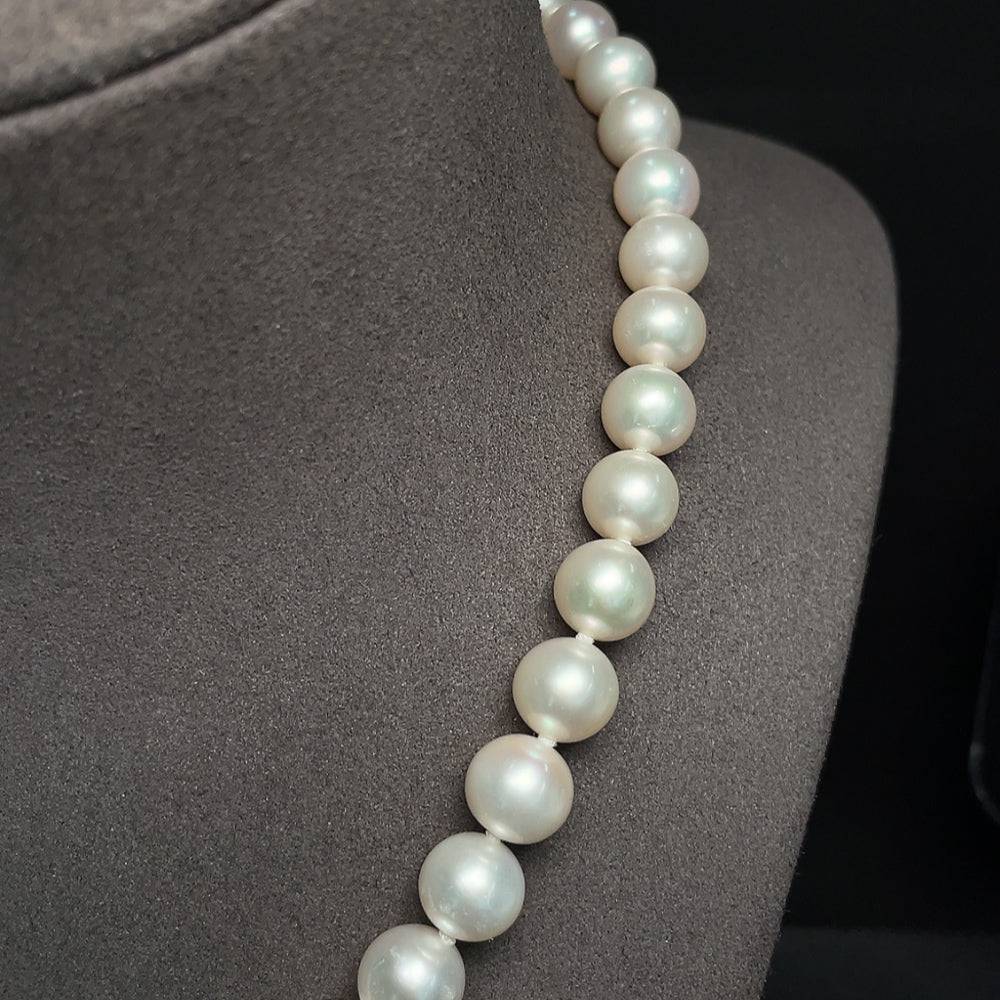 HUILIU HQ pearl necklace with gold-plated finish, 10mm pearls, total weight 56.59g, elegant jewelry featuring lustrous pearls.