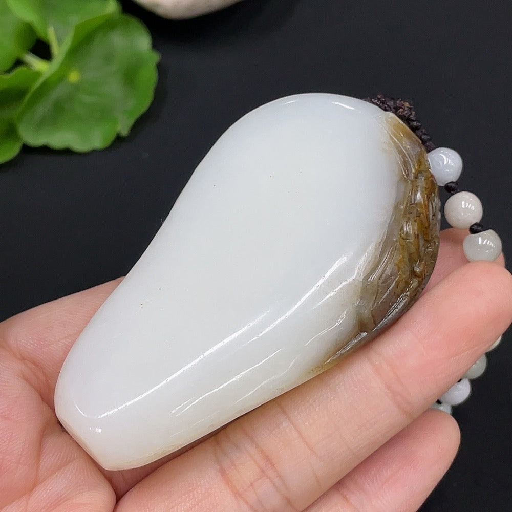 Hetian Jade Pendant Auspicious Beast Undetermined Skin Color Cause Chain Not Hetian Jade Total Weight Approximately (Including Chain) 97.1g