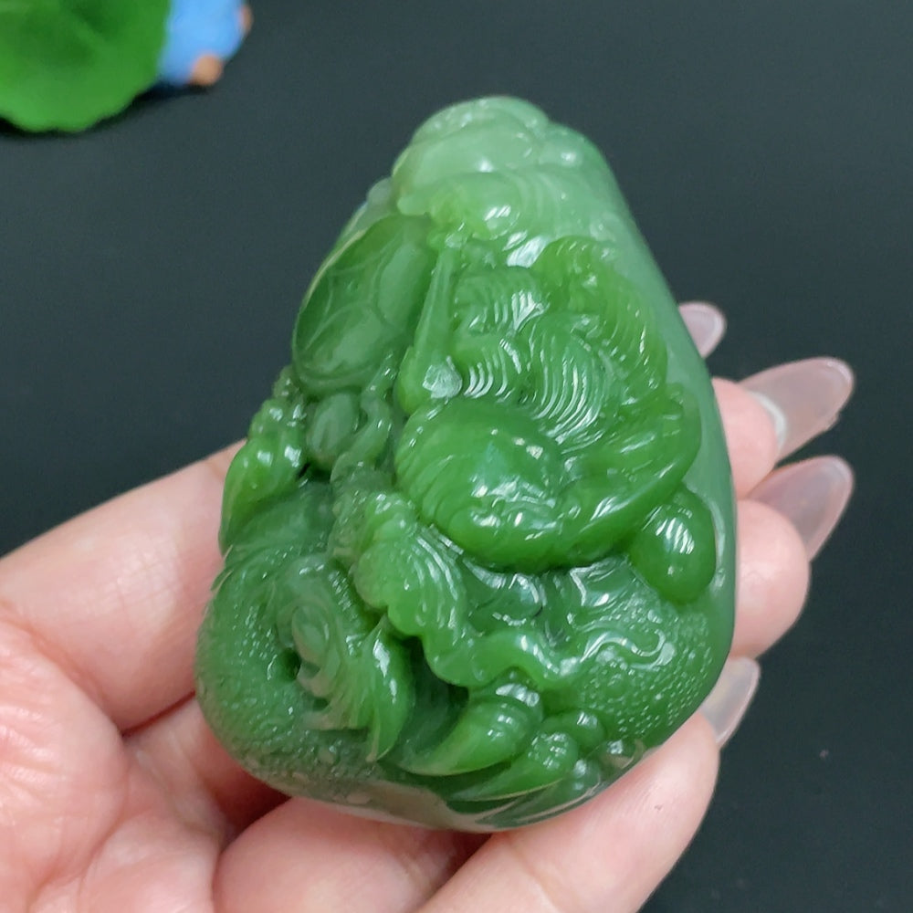 Hetian Jade Handheld Piece Buddha Statue Total Weight: Approx. 168.2g
