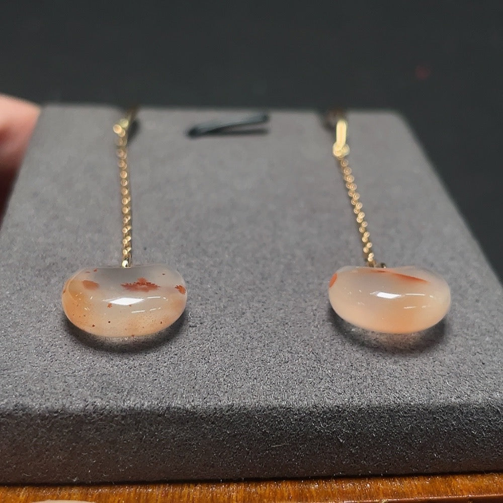 Red Agate Earrings 18k Gold Total Weight Approx.4.56h Size 13.2mm