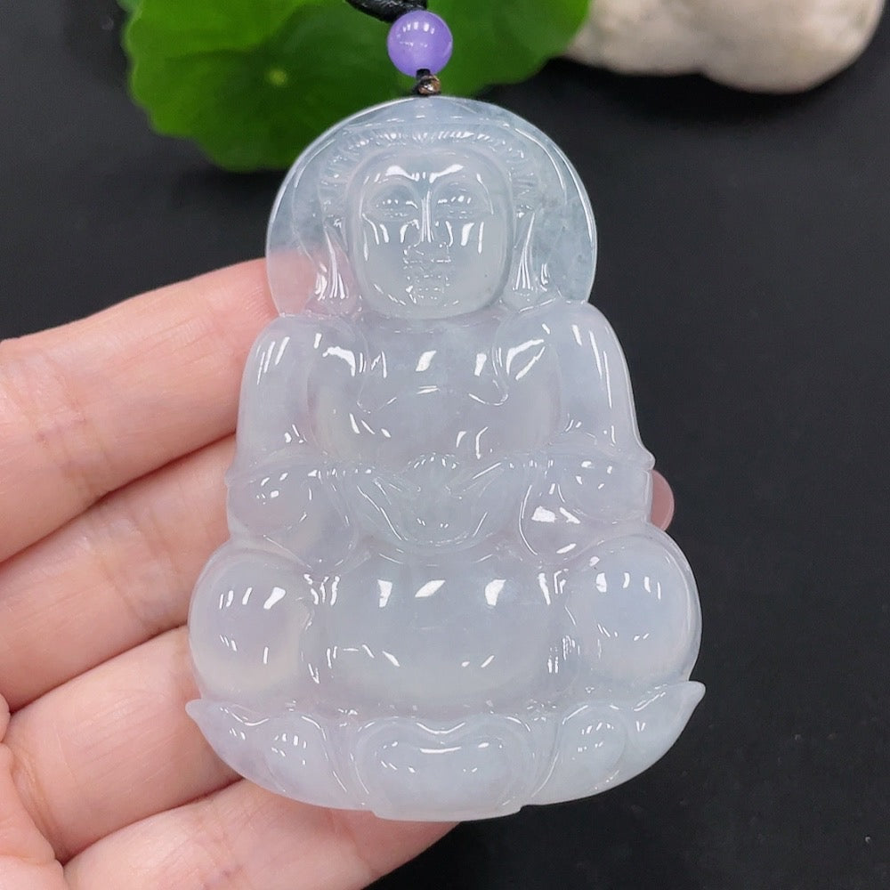 Jadeite Guanyin Pendant, total weight approx. 36.9g (accompanying beads non-grade A)