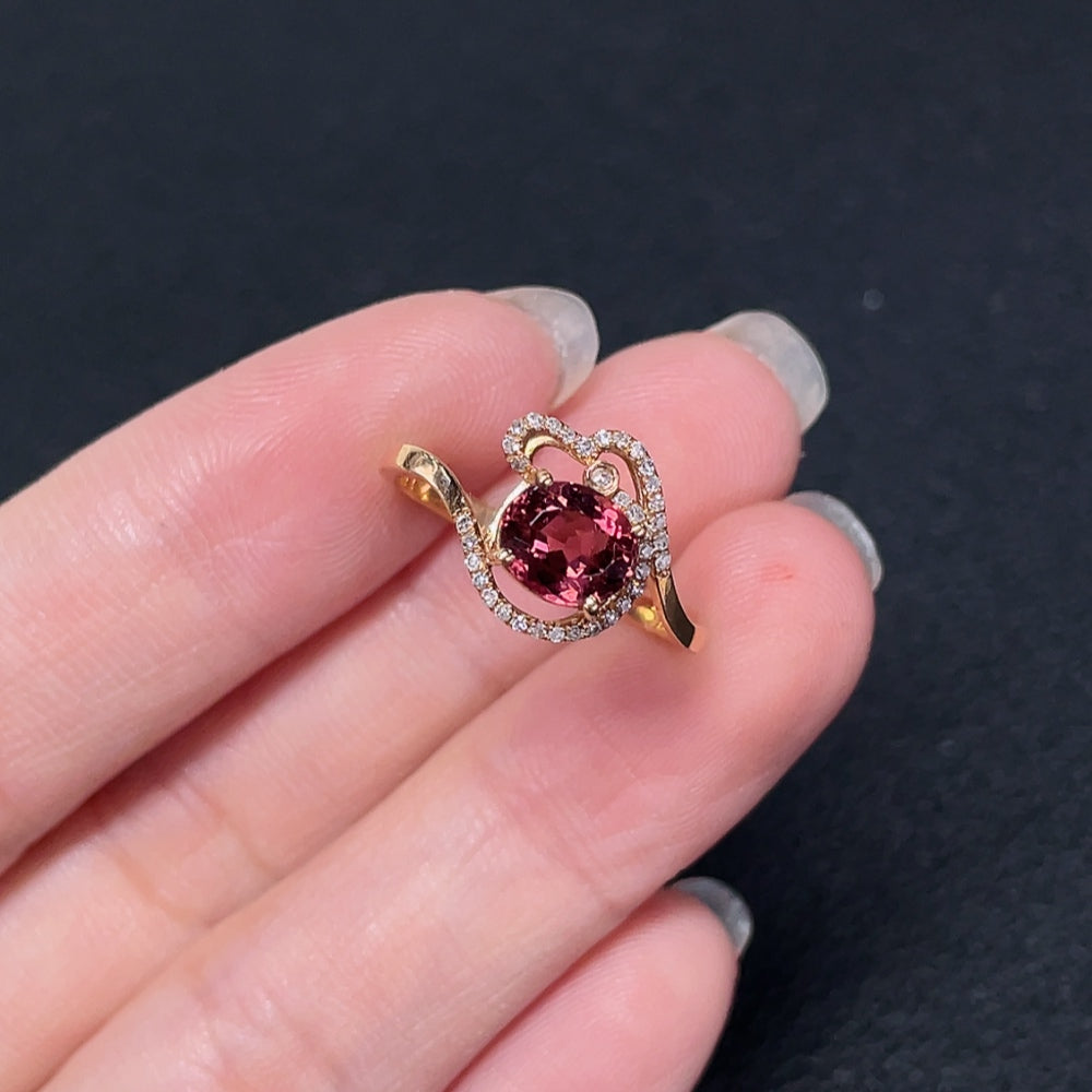 Tourmaline Ring with Diamond Accents, 18K Gold