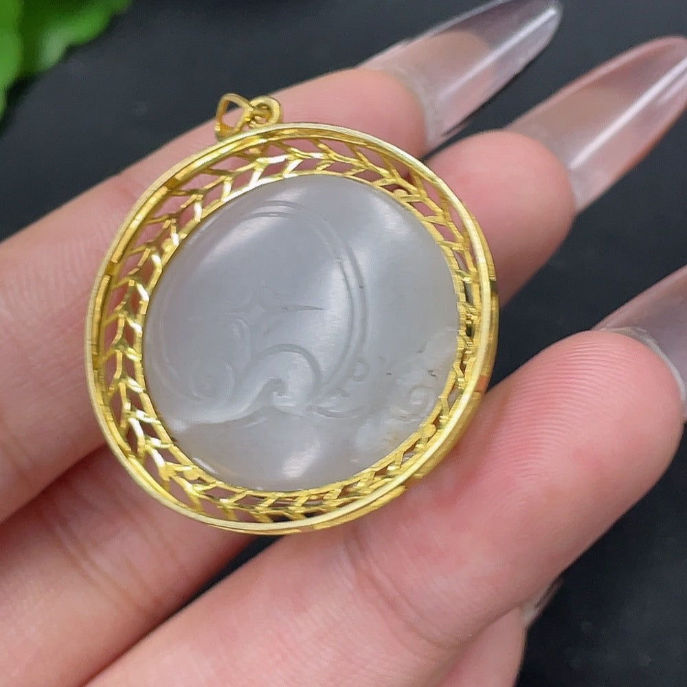 Hetian Jade Pendant - Buddha Figure, Undetermined Skin Color Origin, Contains Other Mineral Components, Total Weight Approximately 11.3g
