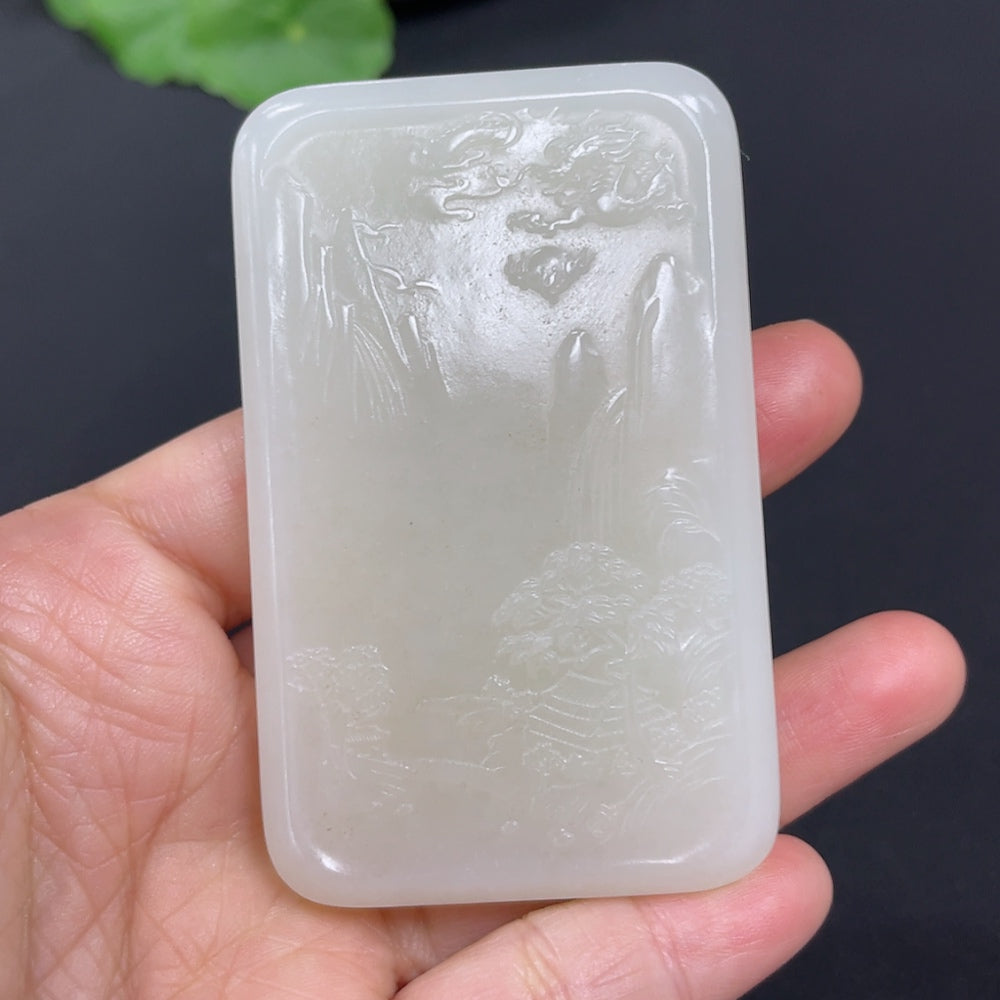 Hetian Jade Pendant Manjushri Bodhisattva Total weight about 70.6g
