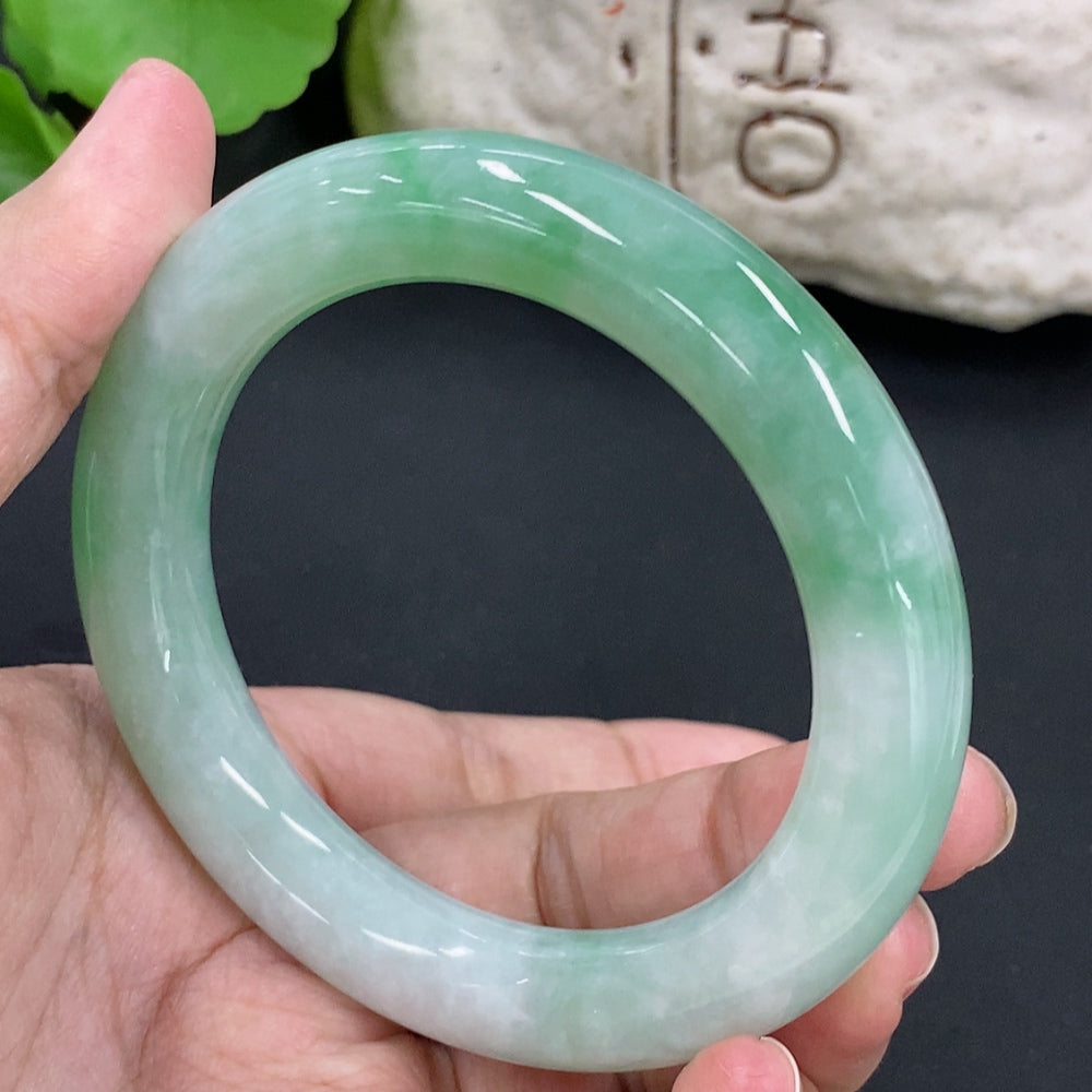Jadeite Round Bangle, Total Weight Approx. 71.66g, Size 56