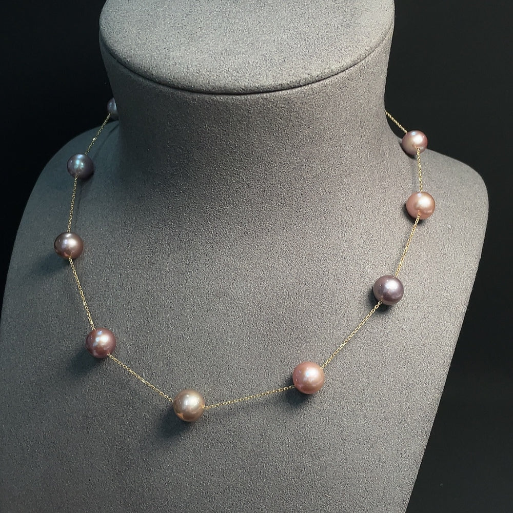 18k Pearl Bead Necklace, Total Weight Approx. 15.25g, Size About 9.8m