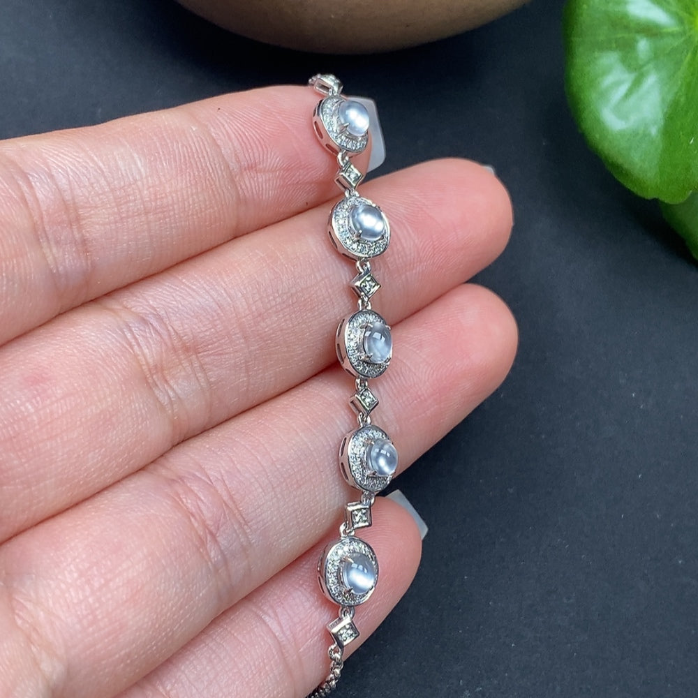 Jadeite Inlaid Bracelet with Diamond Accents 18k