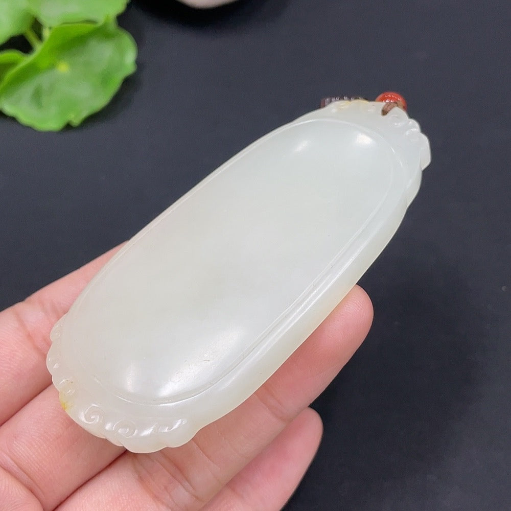 Hetian Jade Pendant Plain Pendant Undetermined Skin Color Formation Total Weight Approx. (Incl. Cord) 58g
