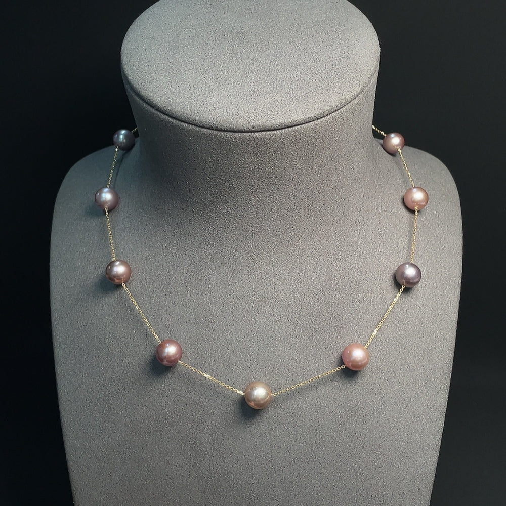 18k Pearl Bead Necklace, Total Weight Approx. 15.25g, Size About 9.8m
