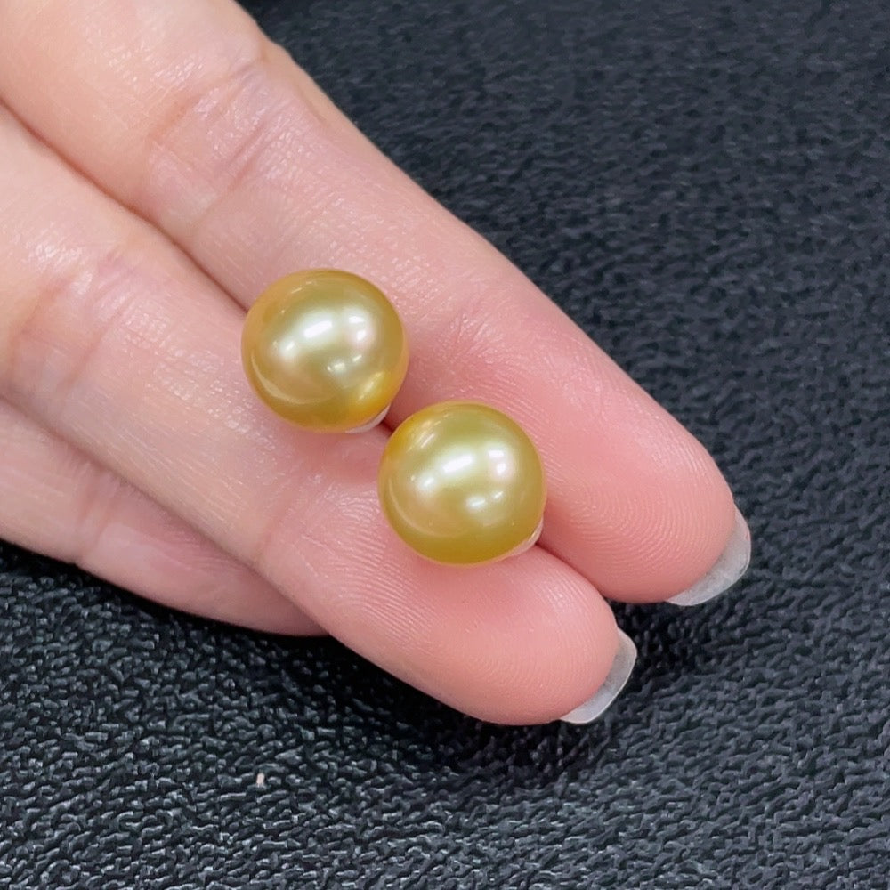 Seawater Pearl Earrings, Color Origin Undetermined, ., Size . 10.3mm | Huiliu Certified