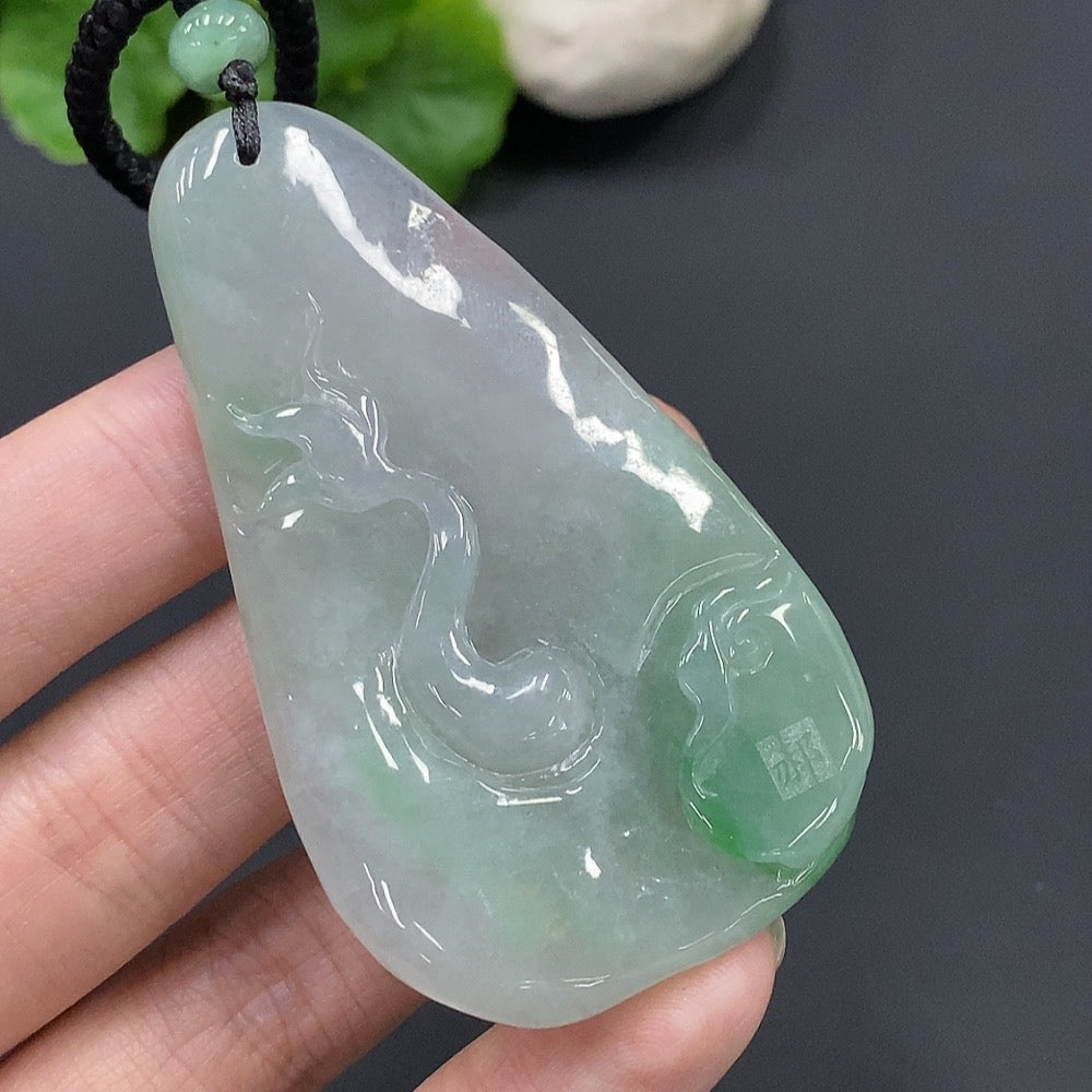 Jadeite Dragon Soaring Across the Seas Pendant Total Weight 45.490g