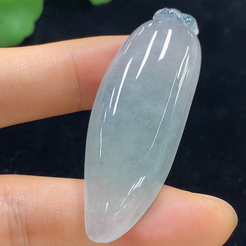 Huiliu Jadeite Blessing Melon Pendant, carved jade jewelry with intricate design, certified by Huiliu HQ.