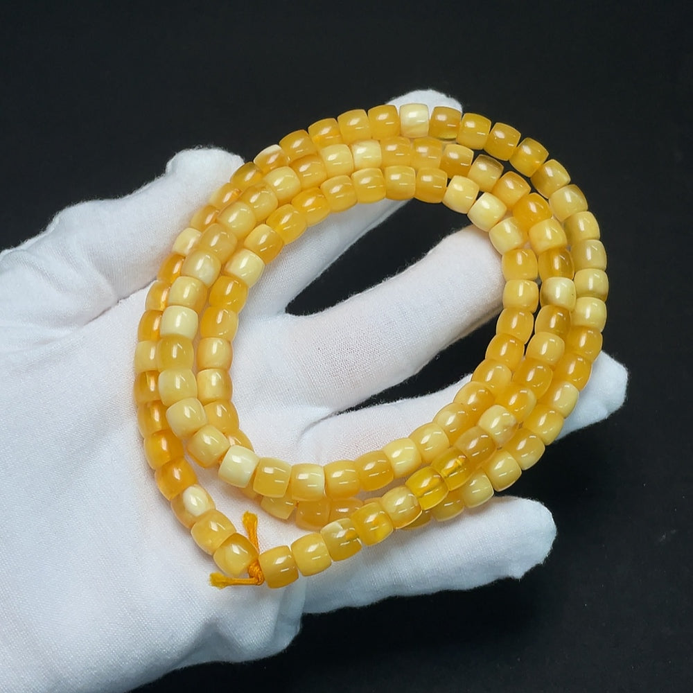 Amber Beeswax Bead Strand