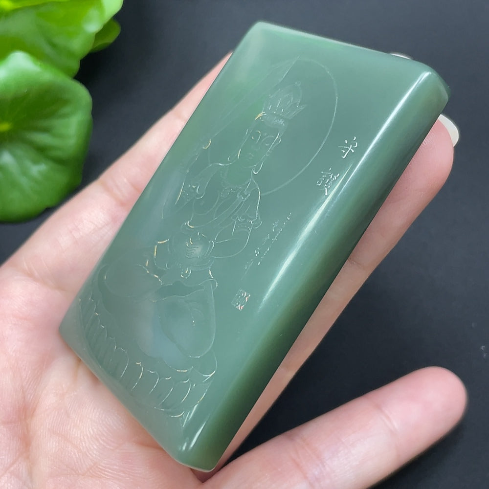 Hetian Jade Guanyin Pendant with Visible Craftsmanship and Coloring