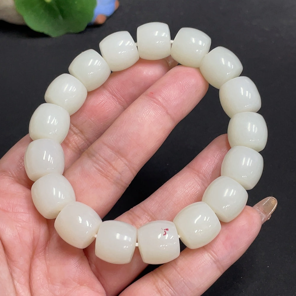 Hetian Jade Bracelet, Approx. 12.9 mm, Total Weight Approx. 64.2g