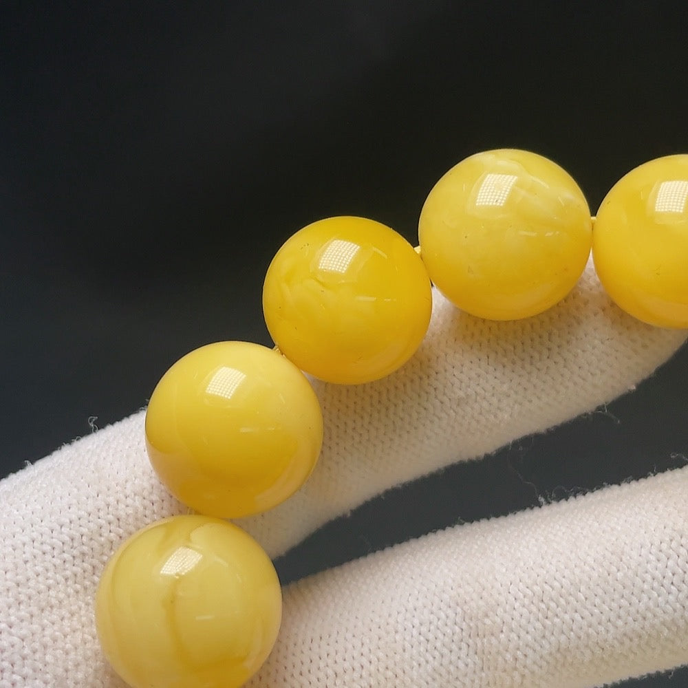 Amber Beeswax Bead Bracelet, ., Size About 16.1mm | Huiliu Certified