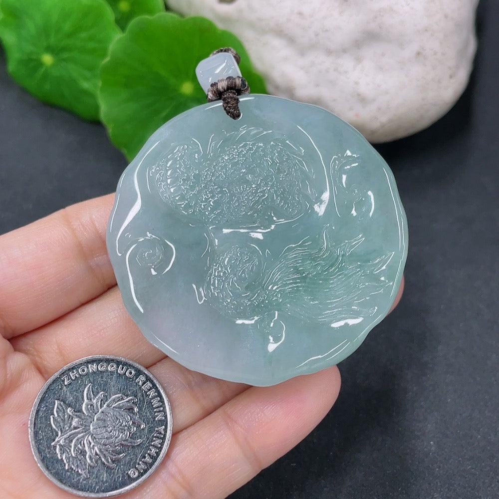 Jadeite Pendant Dragon Plaque