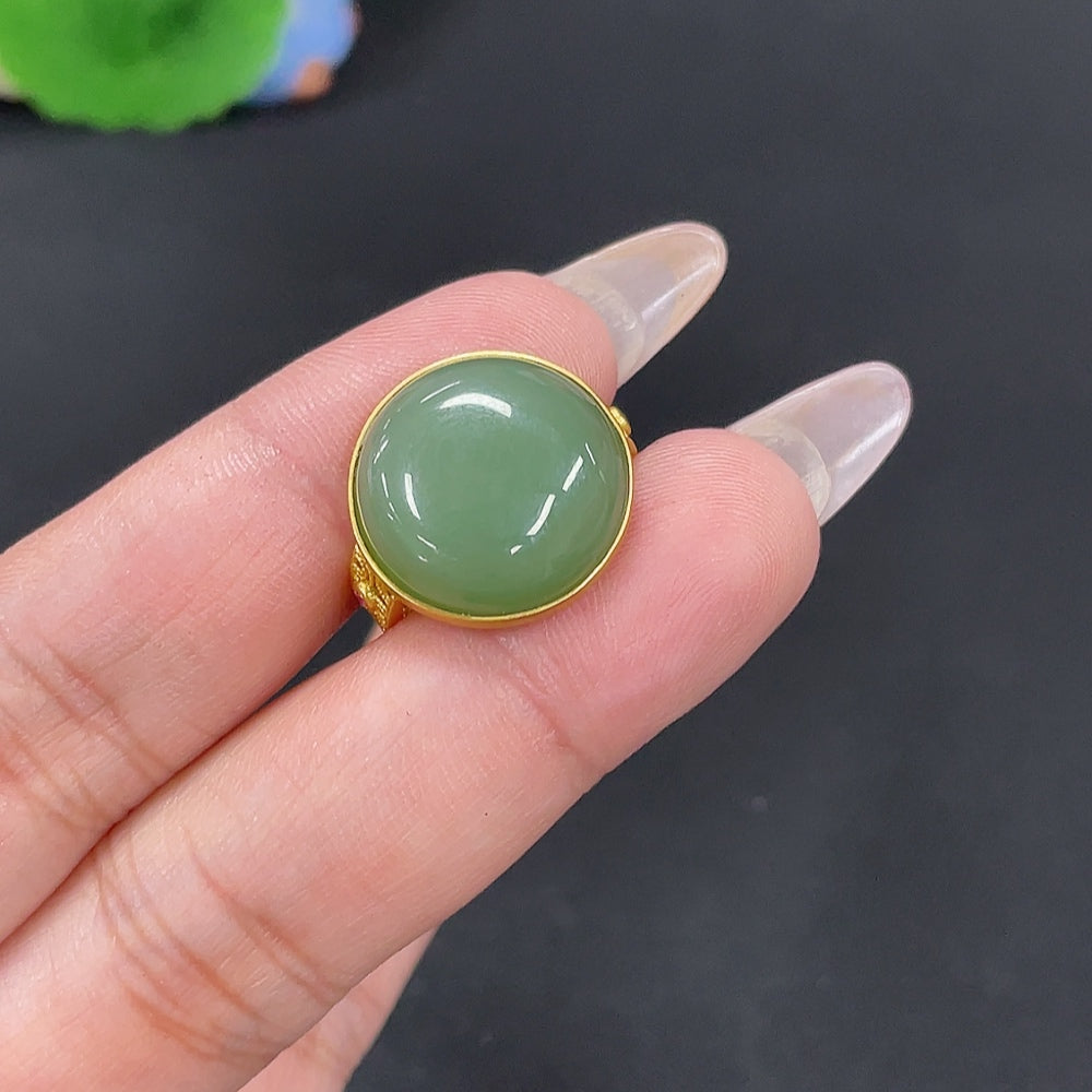 Hetian Jade Inlaid Ring . | Huiliu Certified