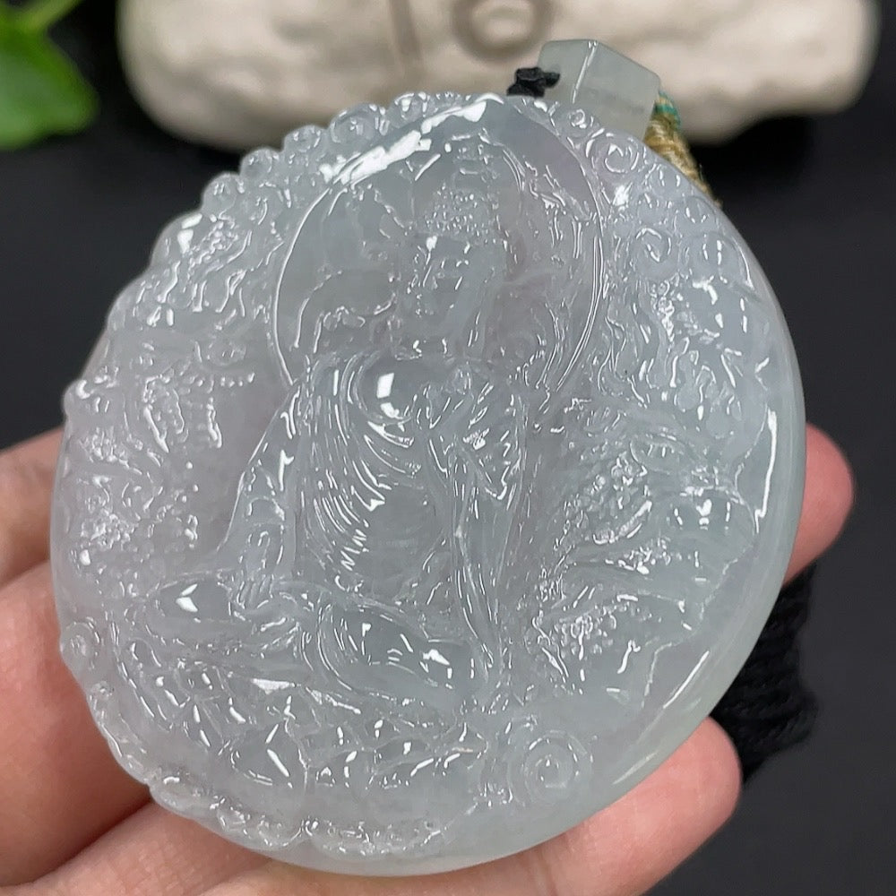 Jadeite Pendant Buddha Amulet Total Weight Approx. 50.83g with Rope