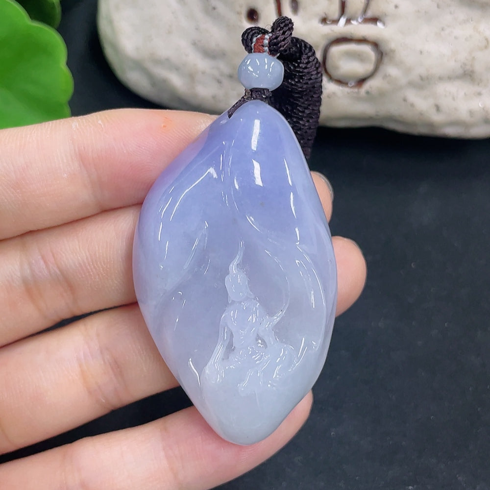 Jadeite Pendant Wu Xiang with Cord Total Weight Approx. 39.7g