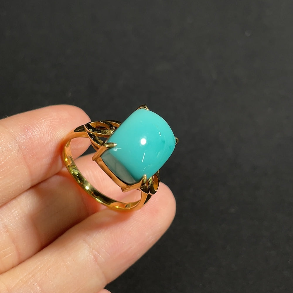 Turquoise Ring 18k Gold Total Weight Approx. 5.17g Size 16