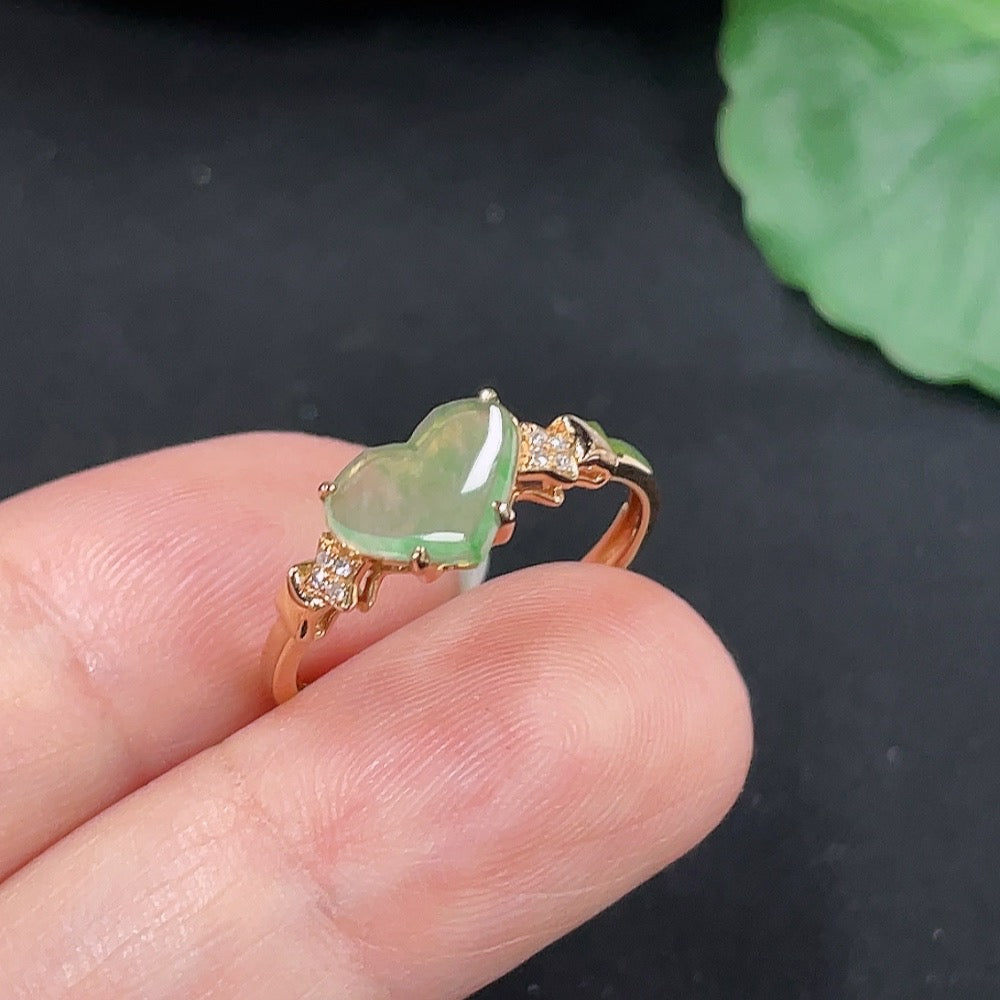 Jadeite Inlaid Ring Size 14 18K Gold Total Weight Approx. 1.6g (Non-Diamond)