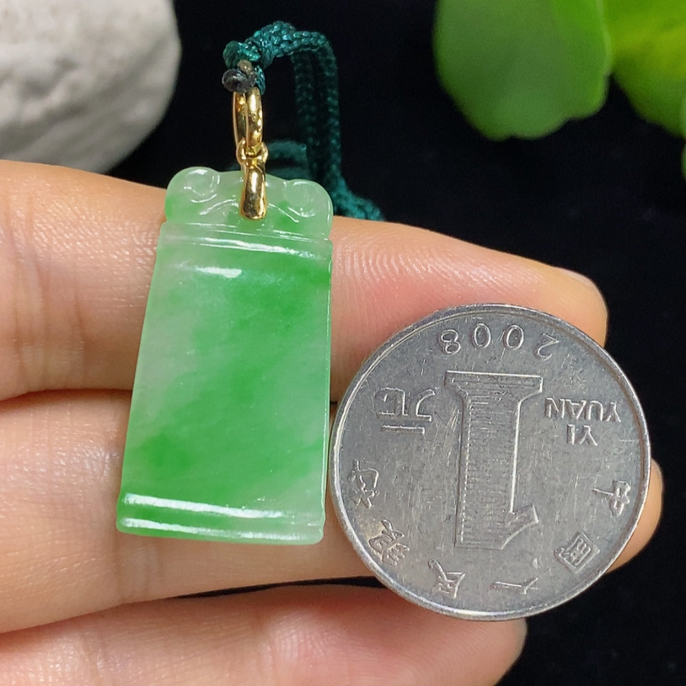 Jadeite Pendant with 18k Clasp and Cord