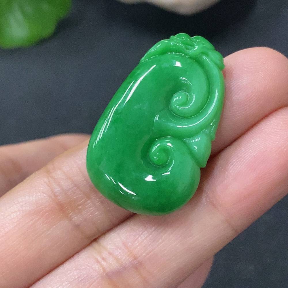 Huiliu HQ Jadeite Pendant Ruyi with intricate carvings, crafted from high-quality jade, featuring a smooth polished surface.
