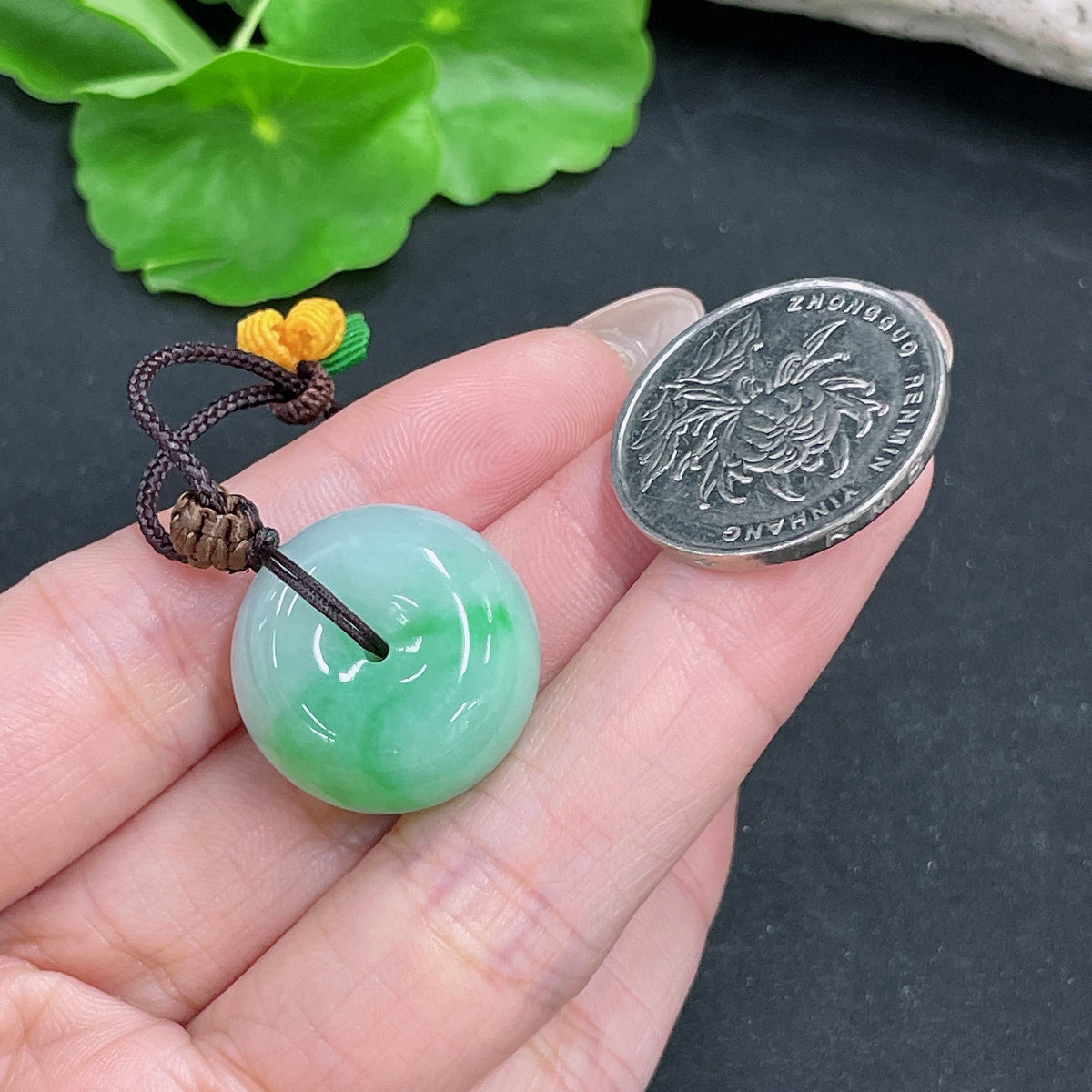 Jadeite Pendant Peace Knot with Cord