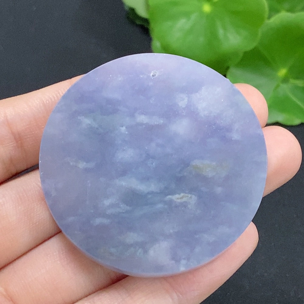 Jadeite plain pendant necklace from HKHQ featuring a smooth, polished jadeite gemstone on a delicate cord.