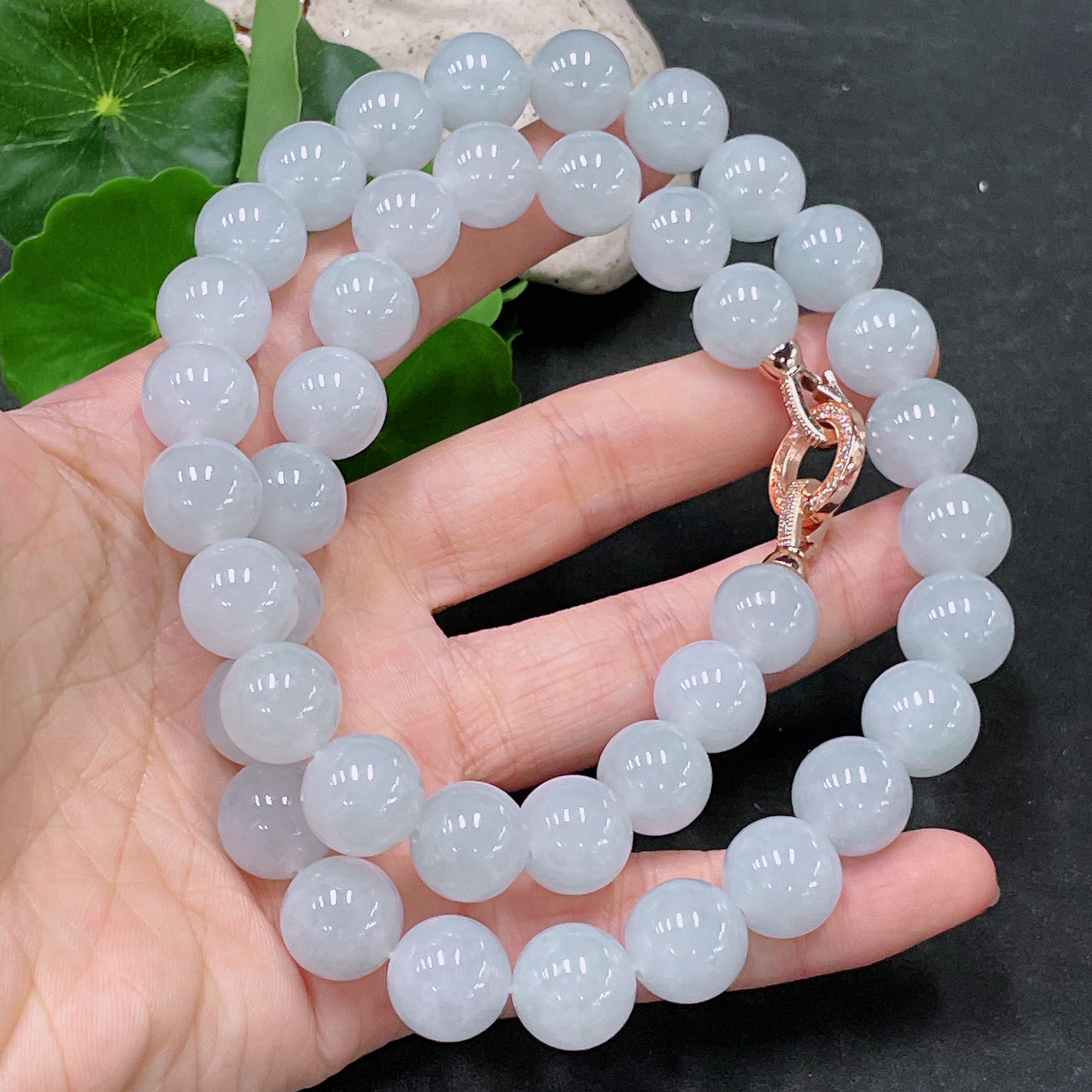 Jadeite Bead Necklace Non-Gold Total Weight Approx. 139.42g Size About 12.7mm